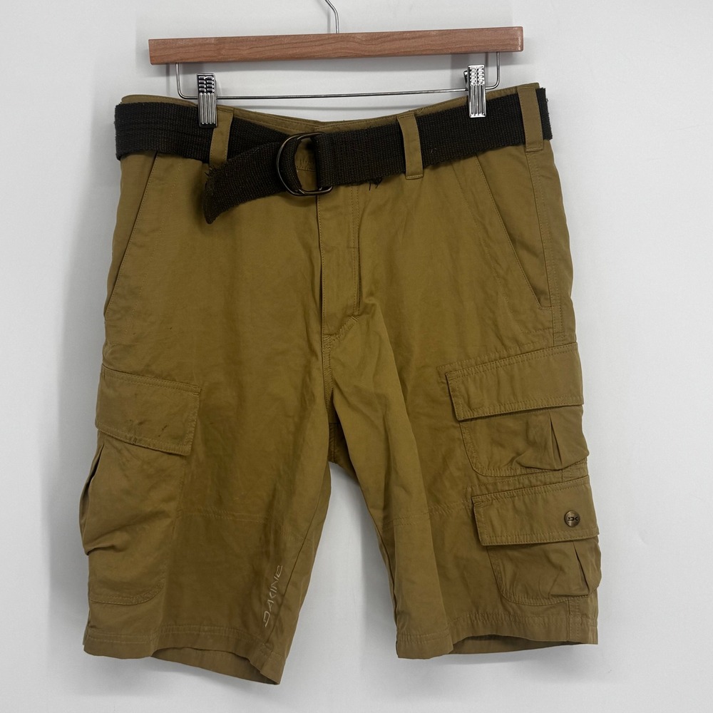 Dakine Cargo Shorts Mens 31 Tan Mustard Ripstop Utility Gorpcore Hiking Belted